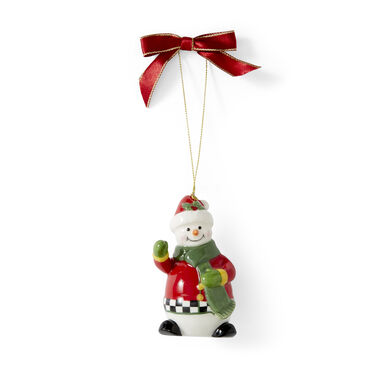 Christmas Tree Black and White Snowwoman Ornament